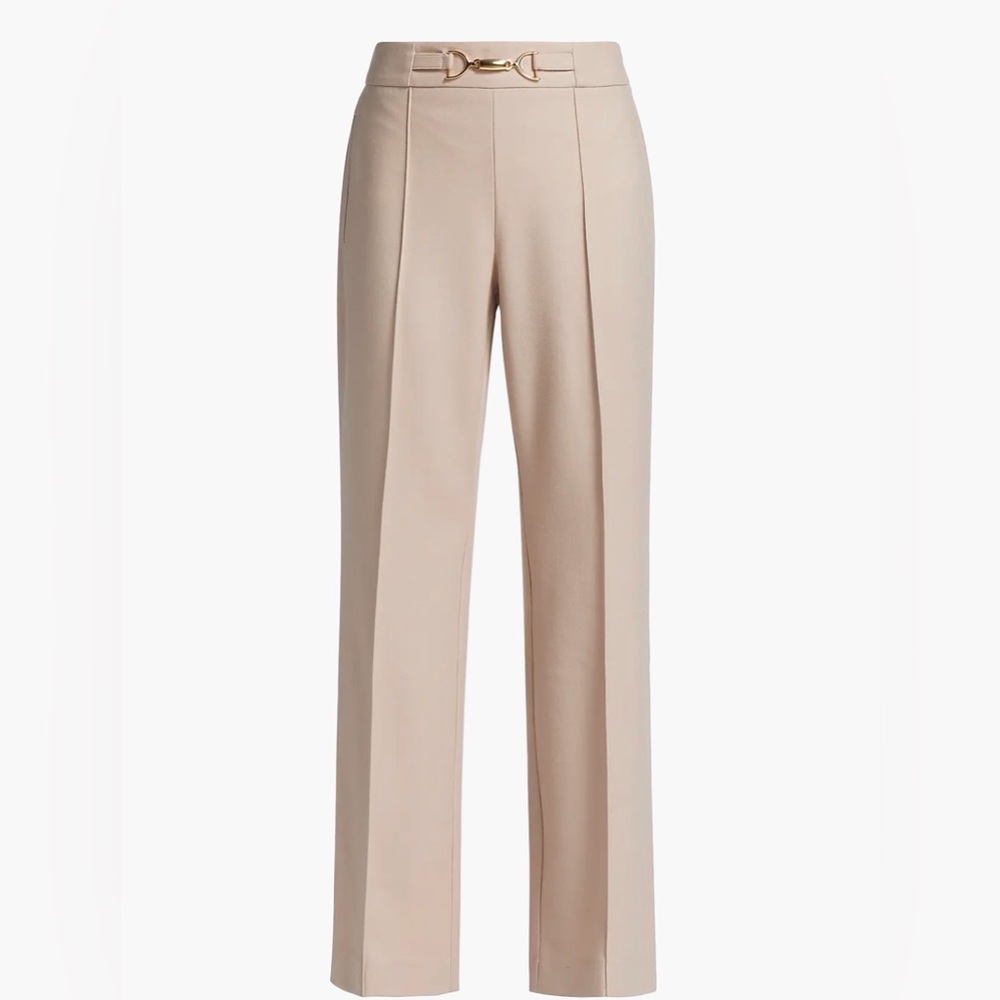 Elie Tahari Wool Pleated Flare-Leg Pants Zinc Pink Blush Size 8